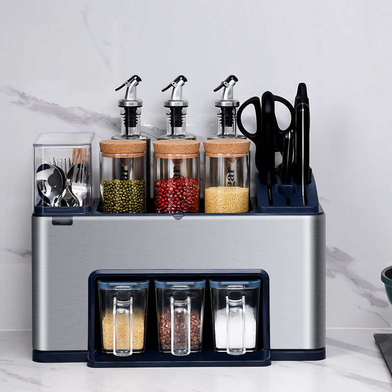 Kệ để gia vị GEV-H02 có khay cắm dao,đũa bằng inox 304 thiết kế hiện đại theo phong cách Châu Âu