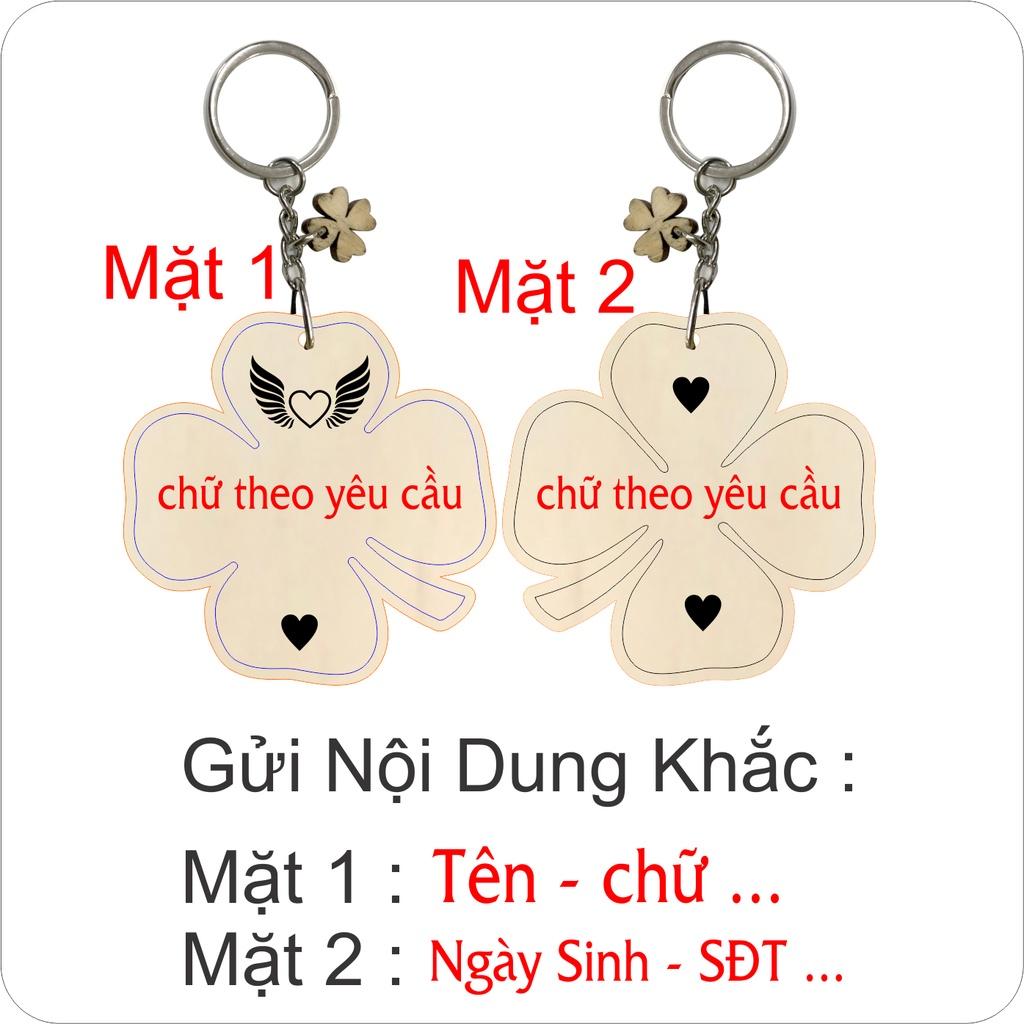 Móc khóa Hình Cỏ 3 Lá Khắc Tên Theo yêu Cầu