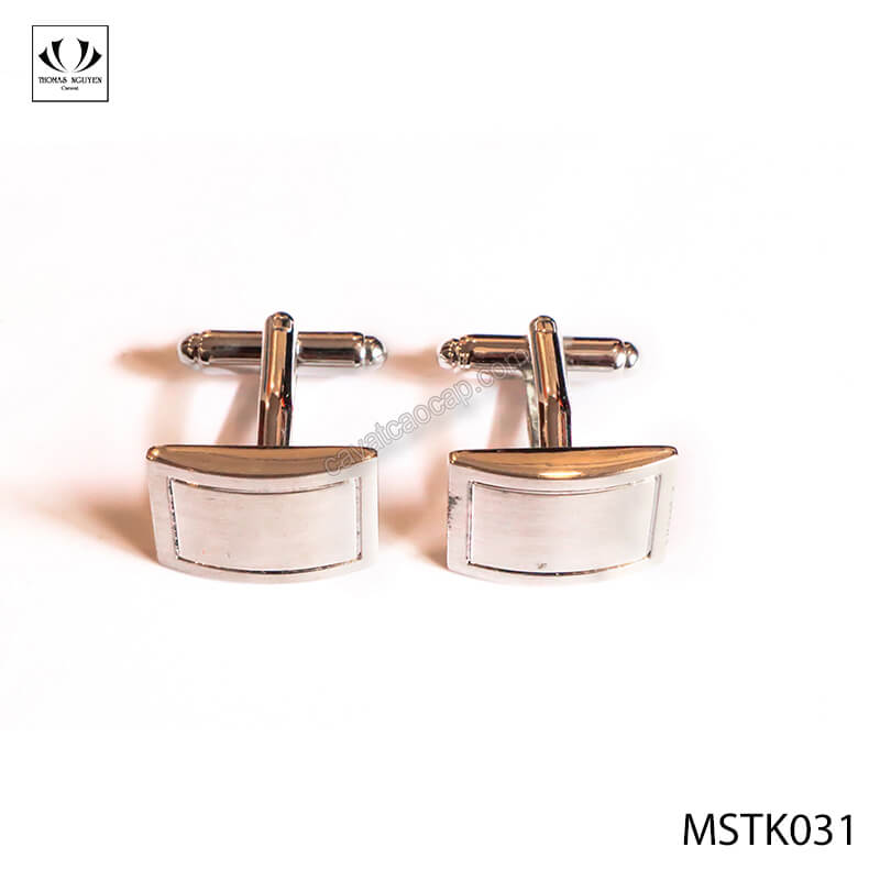 Khuy măng set, cufflinks măng set - Khuy măng set cài áo cho nam  màu trắng kim MSTK011