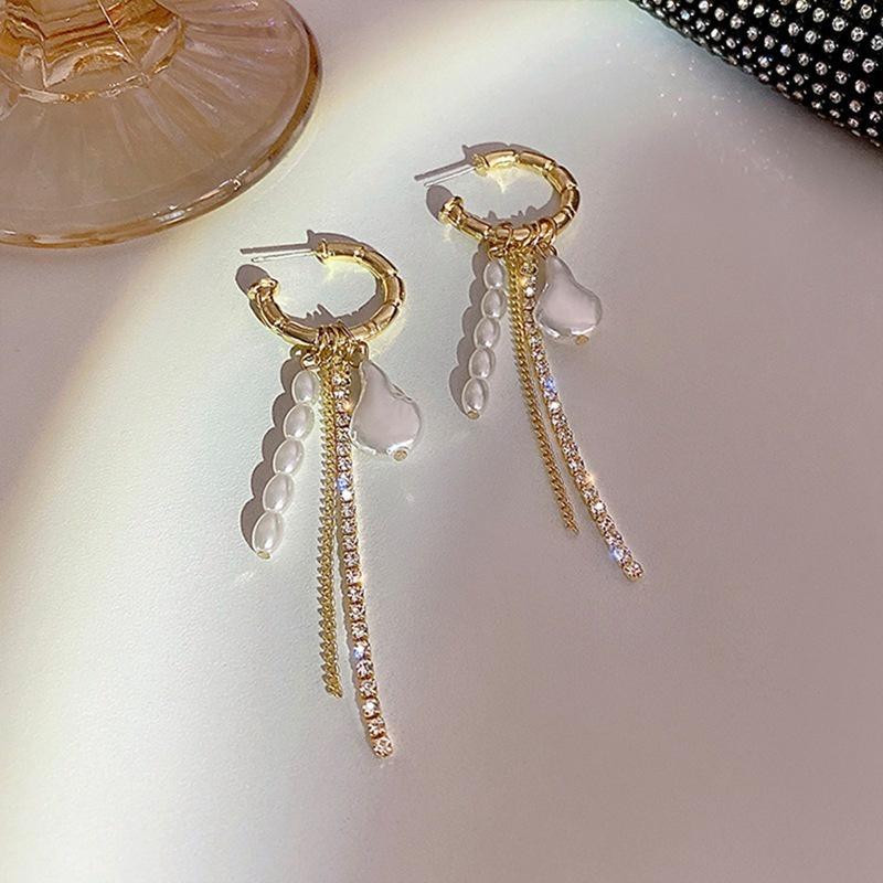 Khuyên tai nữ đính hạt dáng dài