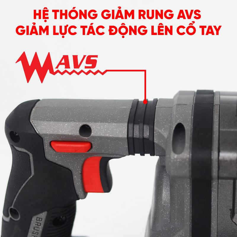 Máy Khoan Đục Bê Tông 3 Chức Năng Dùng Pin 21V Workfix - WF-RH2203PRO - MÀU XÁM - Có Anti-kickback - Chân Pin Phổ thông 2 Pin 21V/6Ah - Động Cơ Từ Lõi Đồng