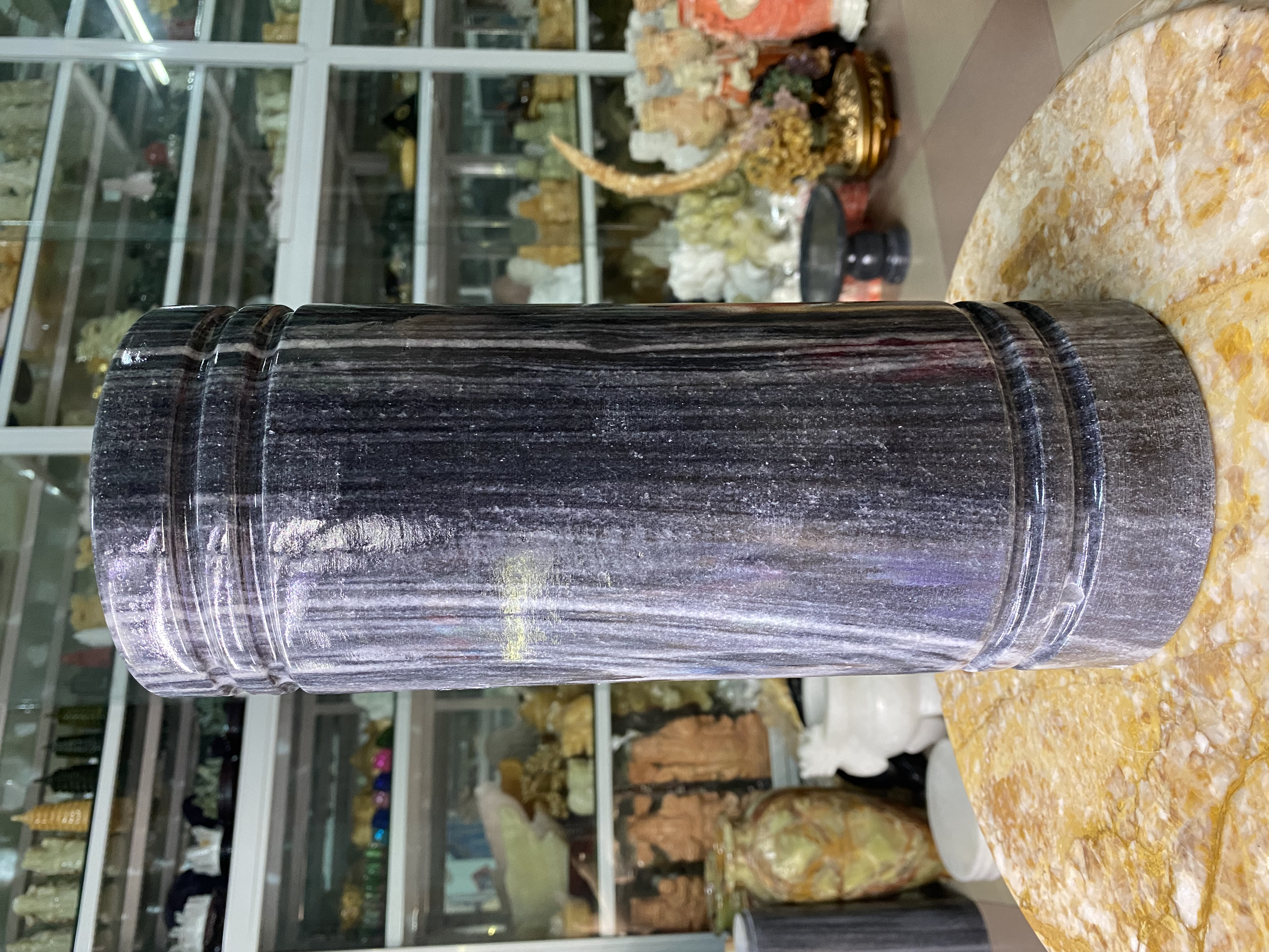 Ống Hương, Ống Đựng Hương Đá Cẩm Thạch Đen - cao 30cm