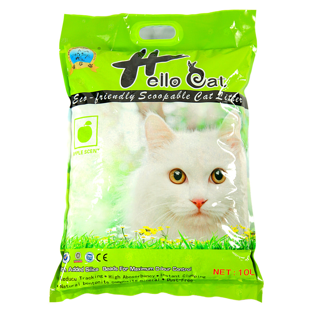 Cát Vệ Sinh Thái Lan Dành Cho Mèo Hương Táo Không Bụi Vón Nhanh Mùi Hương Dịu Nhẹ Dễ Chịu Hello Cat Apple Bentonite Sand (10L/7KG) - TẶNG 1 Lon Pate Hello Cat Pate Mùi Ngẫu Nhiên 190G