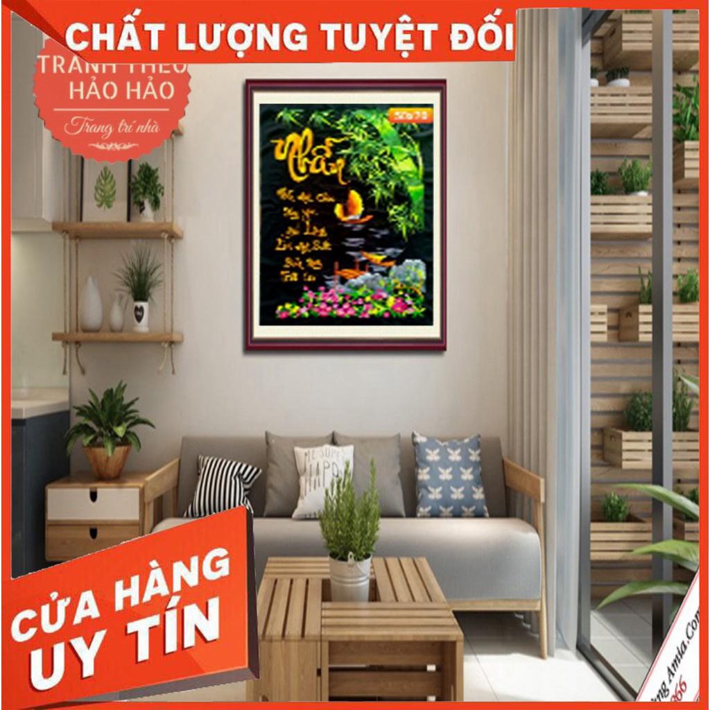 Tranh thêu  chữ NHẪN thêu sẵn 60x40cm