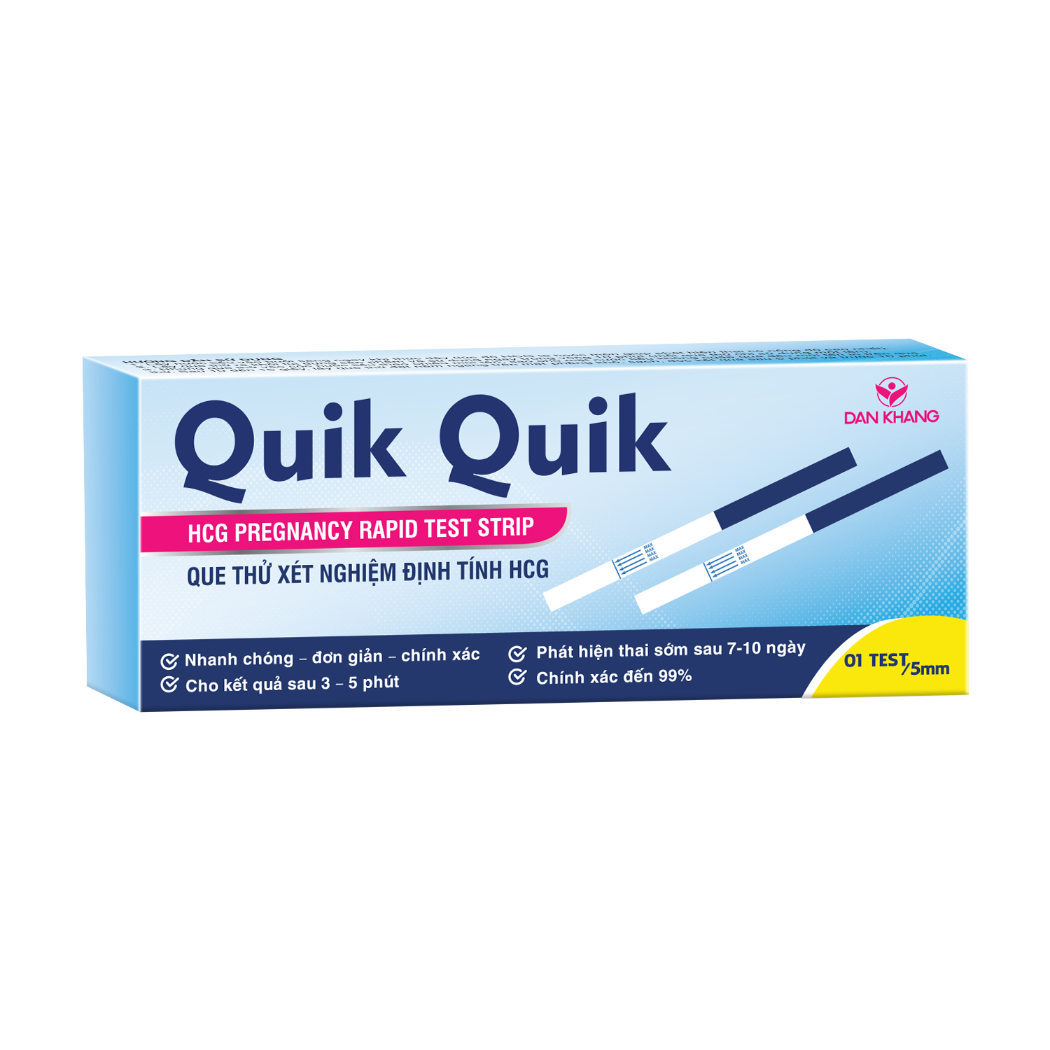 Que Thử Thai Quik Quik Dân Khang Hiệu Quả, Nhanh Chóng, Đơn Giản, Tiện Lợi, Chính Xác 1 Bộ Test/Hộp