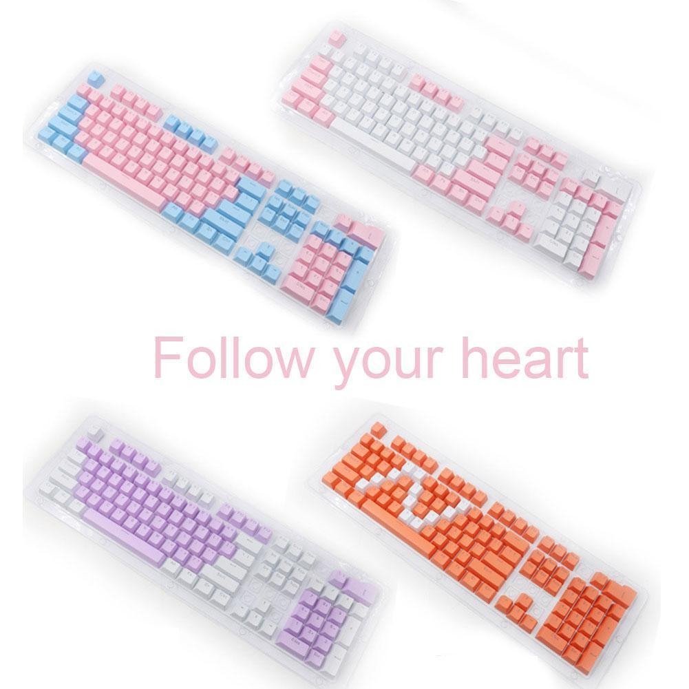1 bộ abs mờ Keycap 87 Black White 104 Hai màu 980K Đóng 108 Bàn phím cơ học cơ học KeyCap KeyCap Key