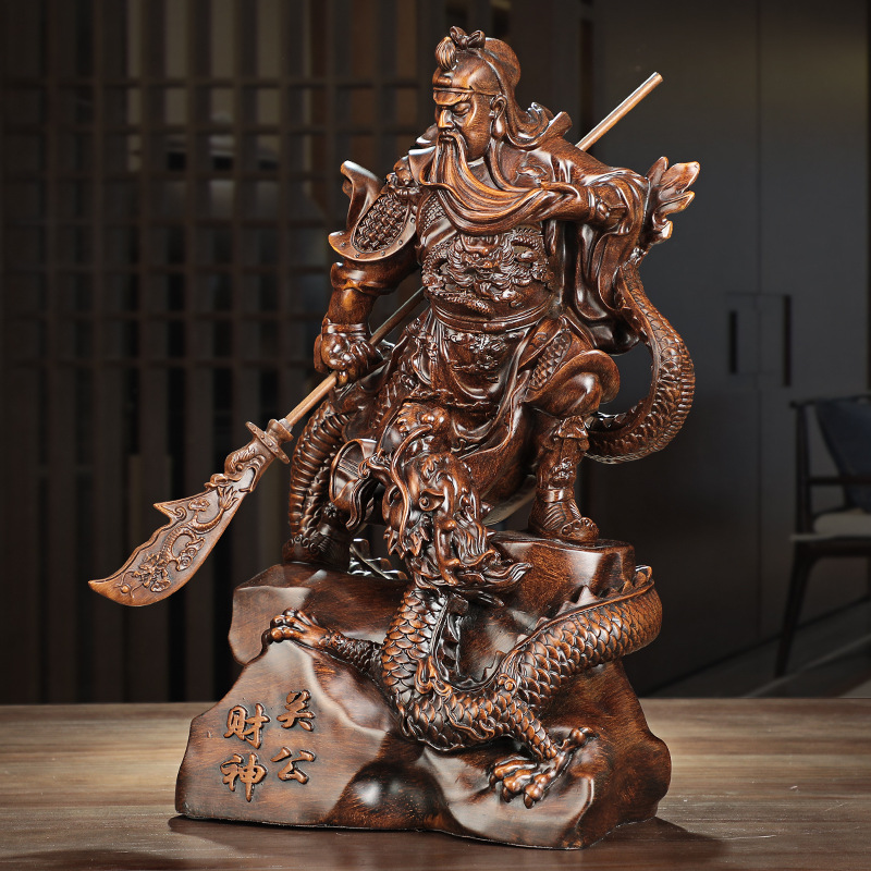 Tượng Quan Công giả gỗ 27x16x42