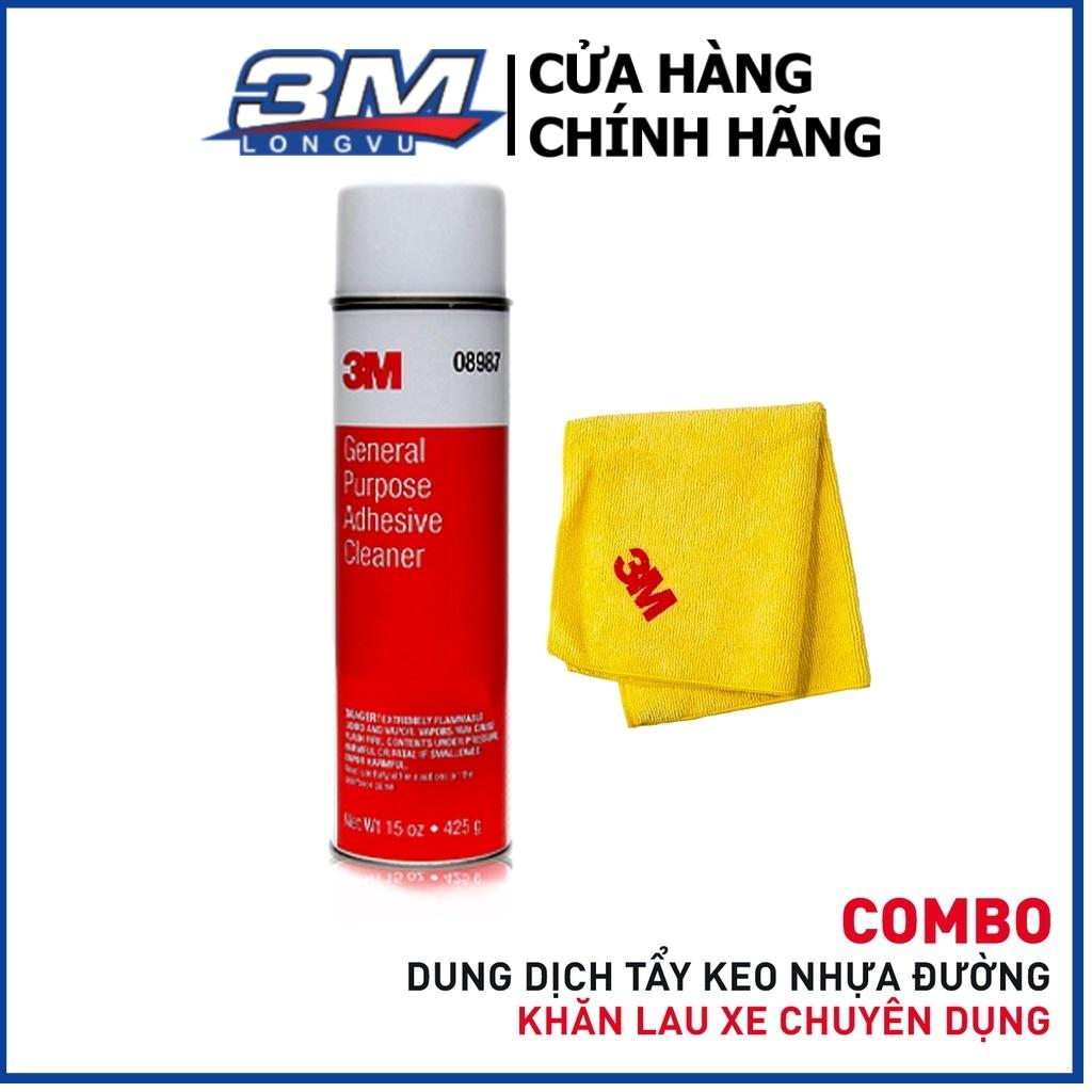Combo Dung dịch tẩy keo, nhựa đường 3M 08987 425g + Khăn lau xe hơi chuyên dụng 3M 50400 - 3M Long Vu