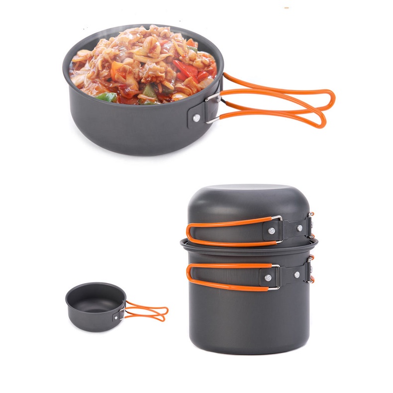 Đồ cắm trại bộ nồi nấu ăn Naturehike 4 món mini nhôm xếp gọn du lịch dã ngoại cắm trại A431