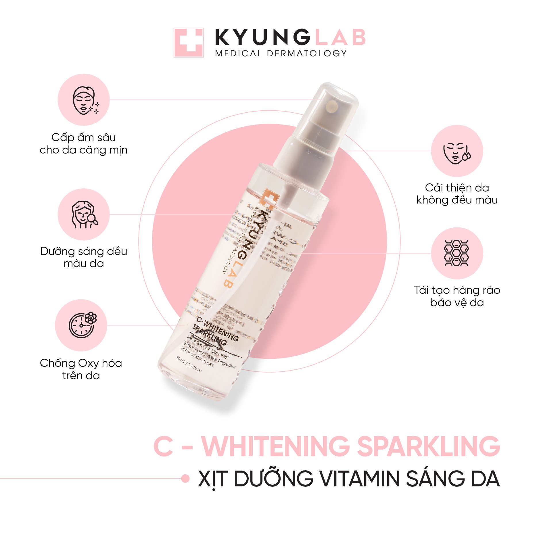 Xịt dưỡng Vitamin Sáng Da Kyung Lab C – WHITENING SPARKLING - 80ml