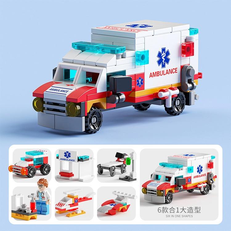 Đồ chơi KAVY lắp ráp xe cứu hỏa, cánh sát, máy bay trực thăng, cứu thương, xe công trình nhiều chi tiết