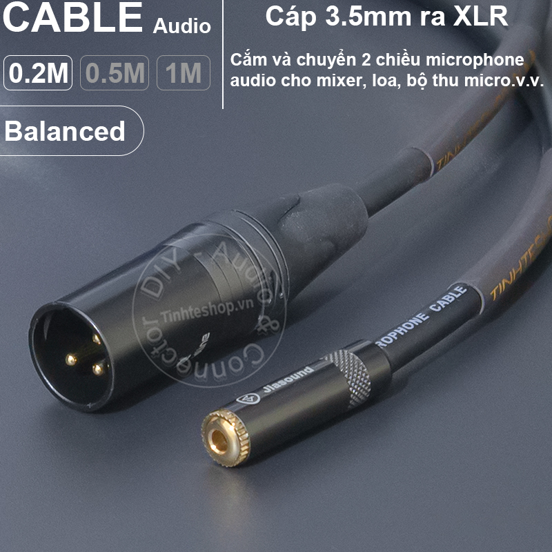 Canon đực sang 3.5 DIY chuyển âm thanh micro cho Mixer Loa Sound card - Balanced audio cable converts XLR male to female 3.5mm or vice versa