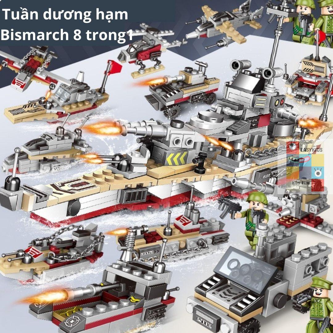 Đồ chơi lắp ráp xếp hình Tàu chiến, xe tăng, xe bọc thép, cảnh sát Giúp trẻ phát triển trí tuệ