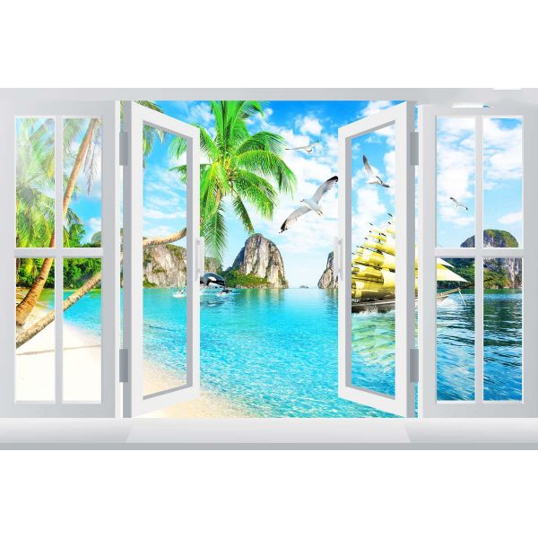 Tranh dán tường cửa sổ 3D | Tranh trang trí cửa sổ 3D | Tranh đẹp cửa sổ 3D | Tranh 3D cửa sổ đặc sắc | T3DMN T6 Human_62858