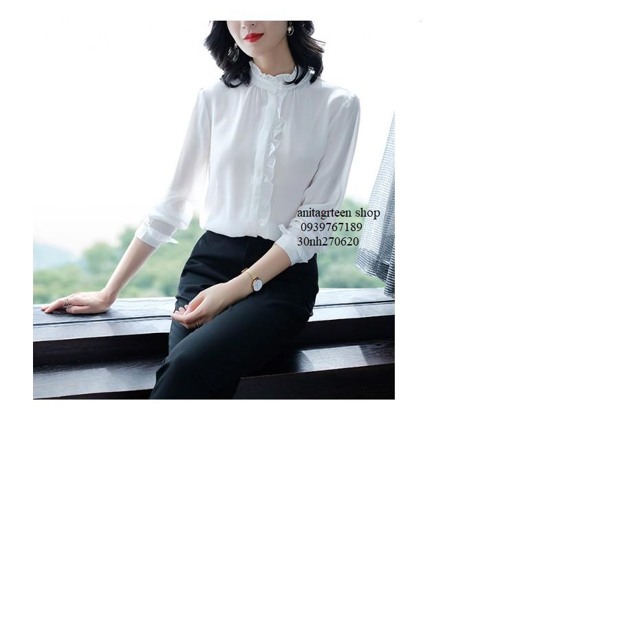 Tk27-0620-ÁO SƠ MI NỮ VIỀN TAY DÀI