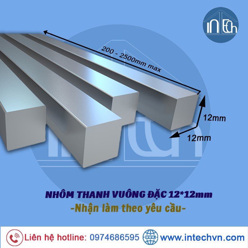 NHÔM THANH VUÔNG ĐẶC 12*12mm