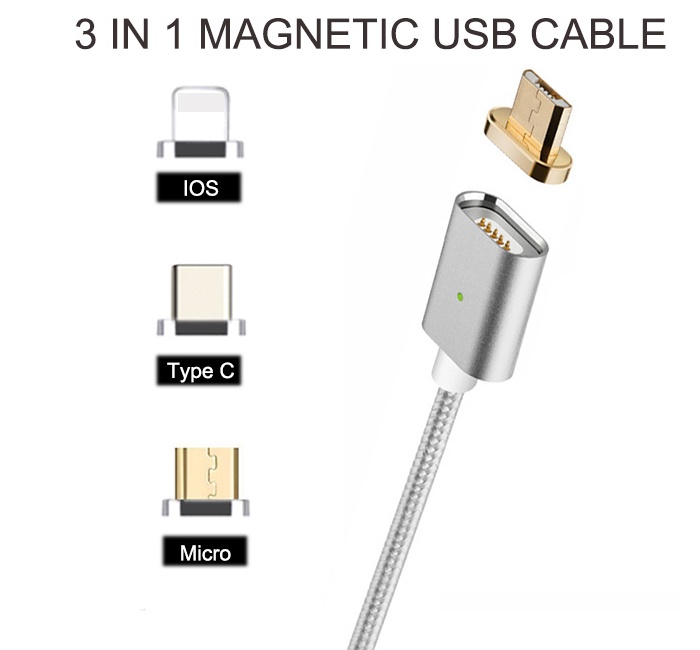 Cáp Sạc Nam Châm 3 đầu Adroid / IOS / Type-C