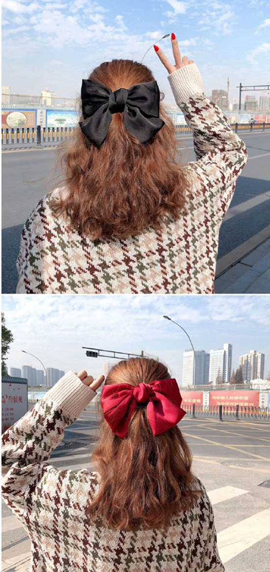 Kẹp tóc nơ lớn Hàn Quốc , cặp tóc nơ sau dễ thương KT13 chất liệu lụa mềm mại