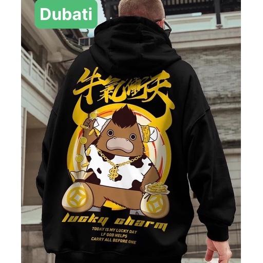 ÁO NỈ - ÁO HOODIE NAM NỮ CHẤT NỈ MỊN HÌNH TRÂU VÀNG FROM RỘNG- DUBATI FASHION