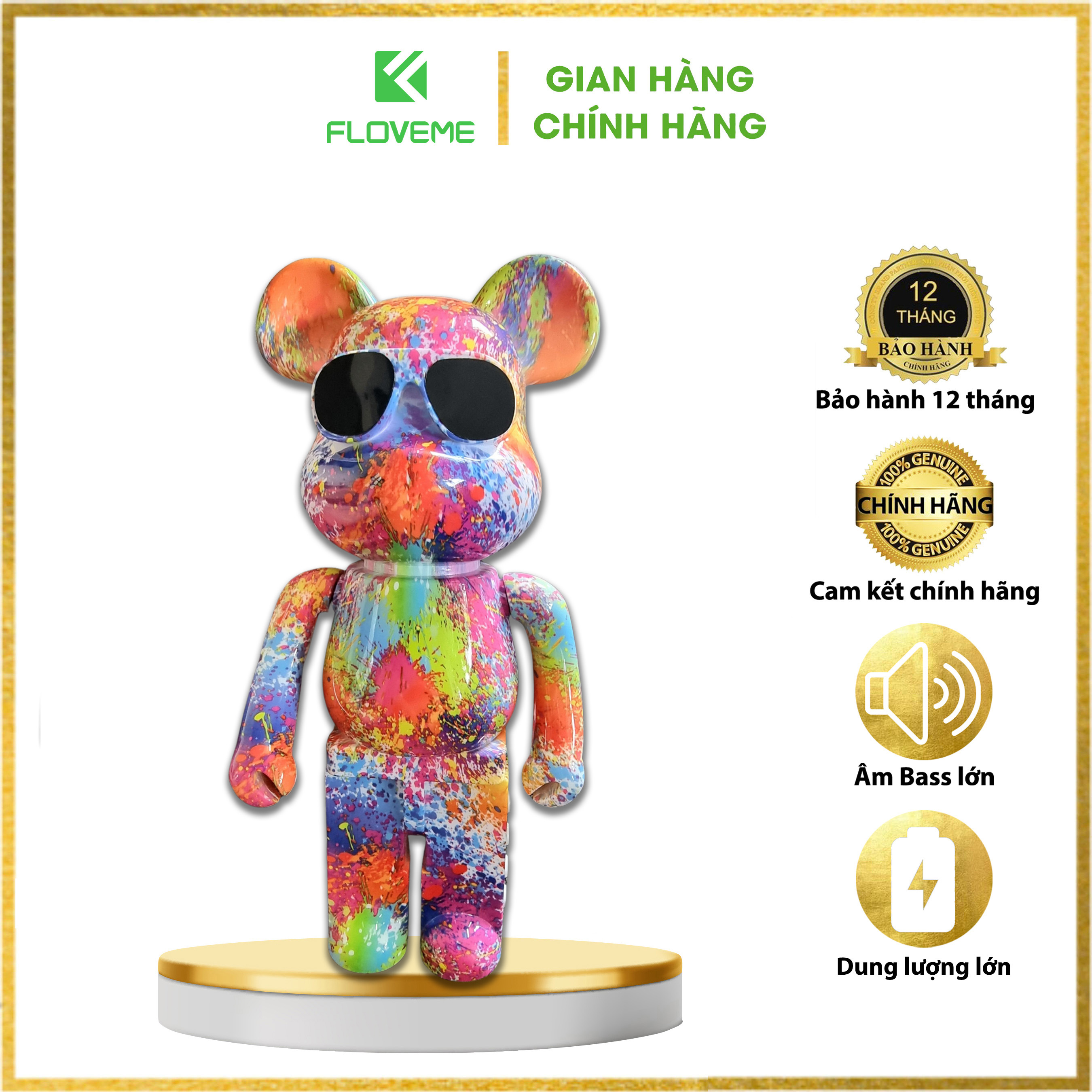 Loa Bluetooth Bearbrick KAWS B5 Plus - Loa không dây Mini Decor Để Bàn Trang Trí Sang trọng - Âm Thanh Stereo To Trầm Âm - Hàng chính hãng