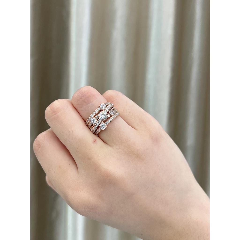 Nhẫn Nữ Danny Jewelry Bạc 925 Đính Đá CZ Xi Rhodium/Vàng hồng N0073