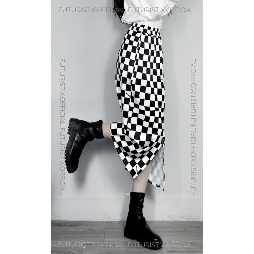 Chân váy dáng dài caro B&amp;W siêu chất FuturistiX CV189