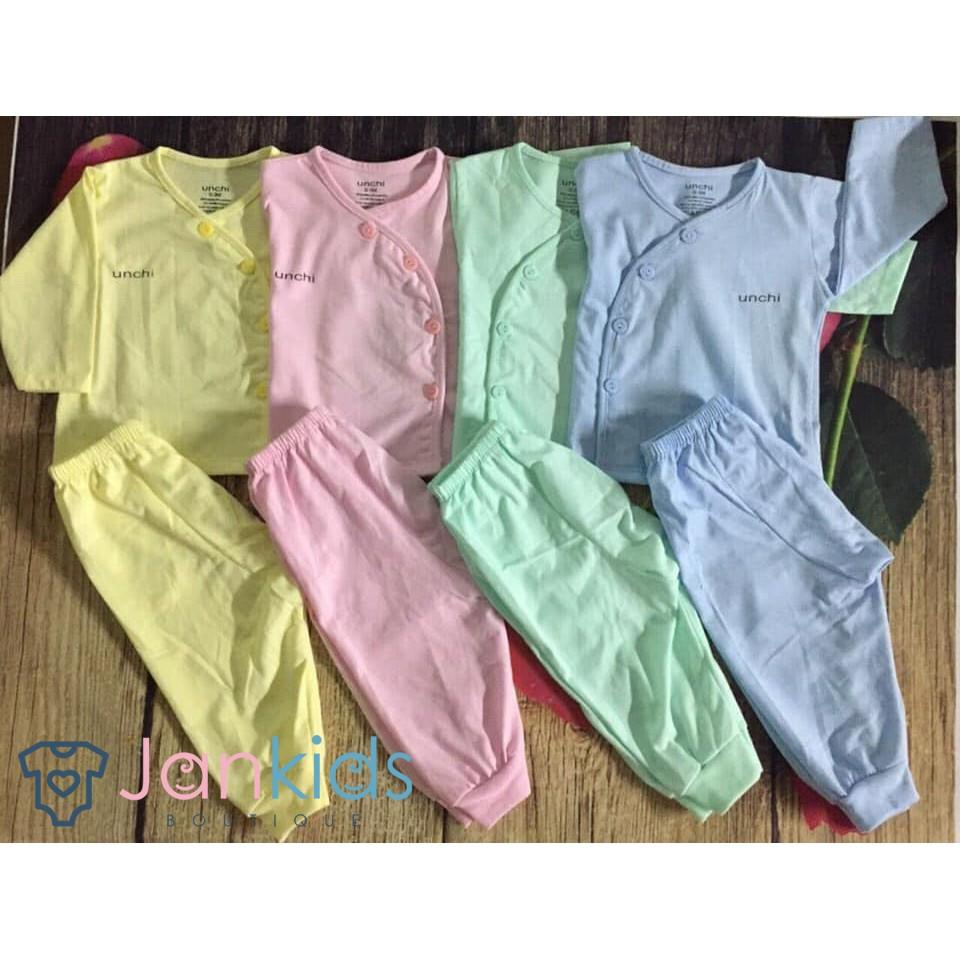 Combo sỉ bộ cotton Unchi cúc lệch cao cấp cho trẻ sơ sinh (sỉ)