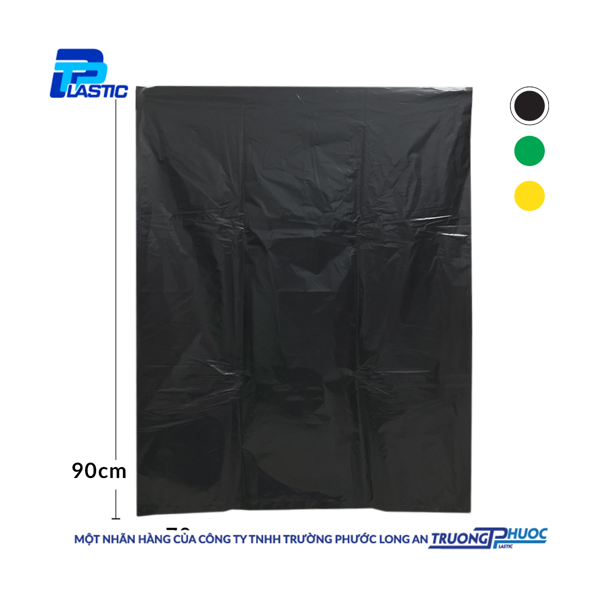 Túi PP Nhựa - Túi Rác Cỡ Lớn (70x90cm) TP Plastic Dùng Cho Thùng Rác Lớn, Màu Đen/Vàng/Xanh lá