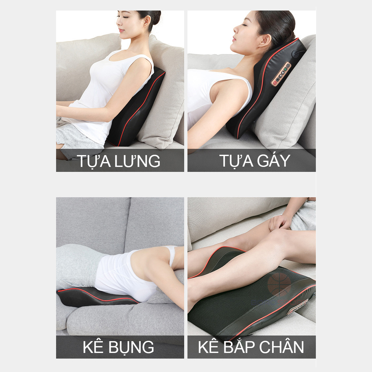 Gối massage hồng ngoại cổ vai gáy gối mat xa  có rung , nam châm từ tính Chuyên Sâu Cho Cổ, Vai Gáy, Lưng Dưới, Đùi, Chân - Tặng kèm adapter dùng trên ô tô - Bảo Hành 12 tháng Chính Hãng - 1 đổi 1 trong 6 tháng