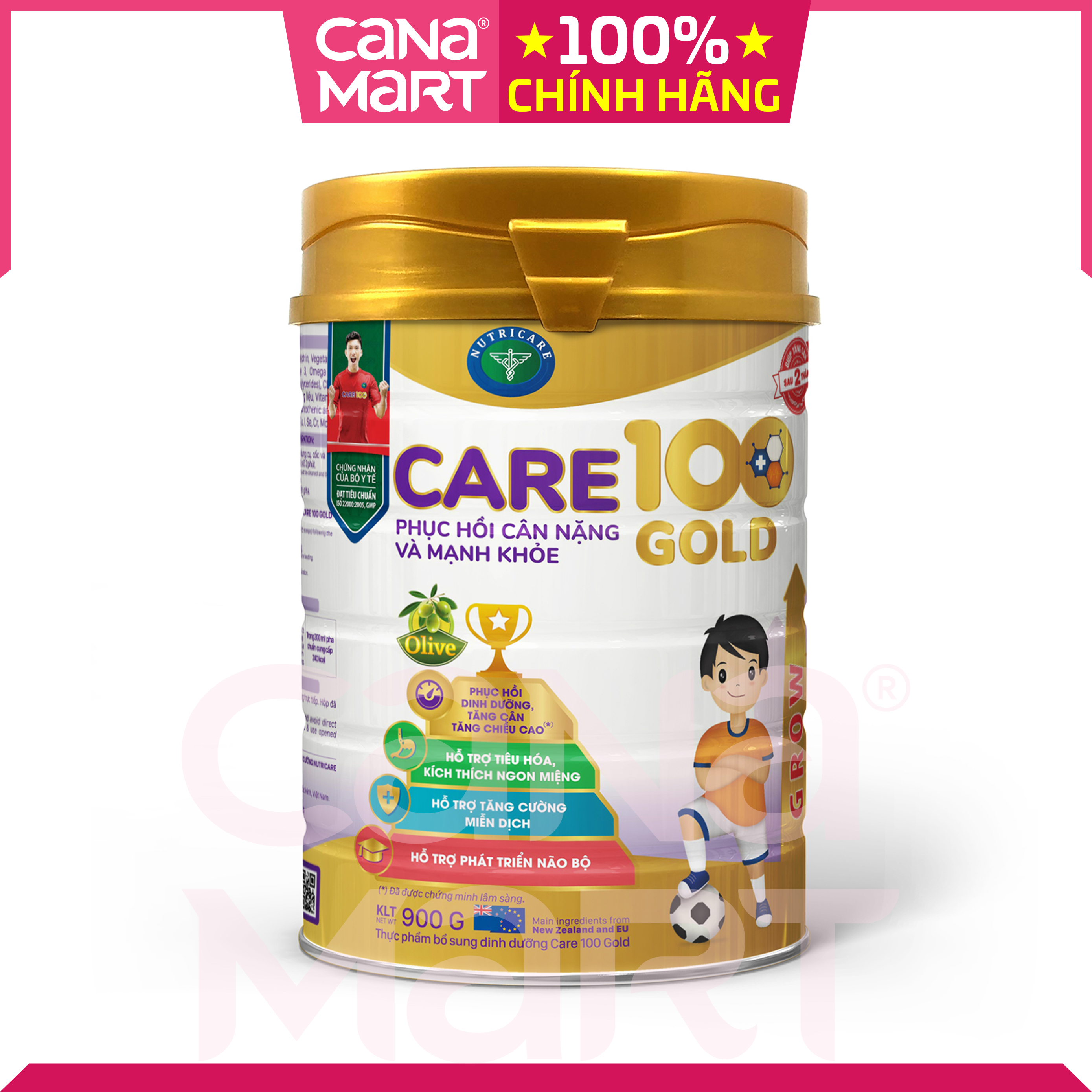 Sữa bột tốt cho bé Care 100 GOLD dành cho trẻ thấp còi, biếng ăn