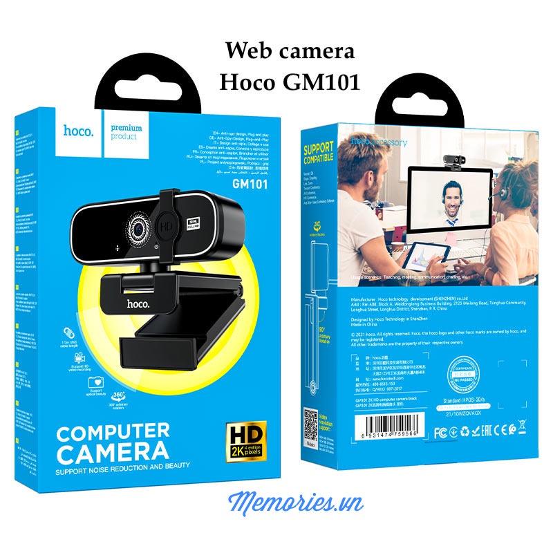 Webcam Hoco GM101 2K HD cực nét + Mic thu âm (PC, Laptop)- Camera hàng chính hãng, livestream, quay Vlog