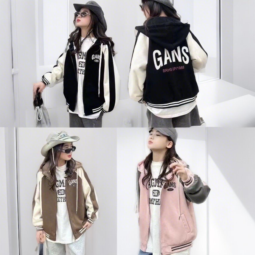 Áo Bomber bé gái và bé trai size đại 7-16 tuổi in chữ và số trước và sau dáng khỏe khoắn thời trang