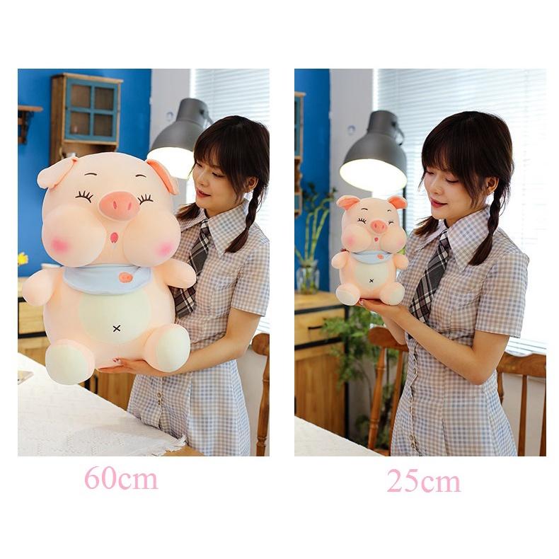 Gấu bông heo ú má phệ chảy dãi siêu dễ thương, gấu bông chất lượng cao làm quà tặng, gối ôm, size 25cm - 60cm