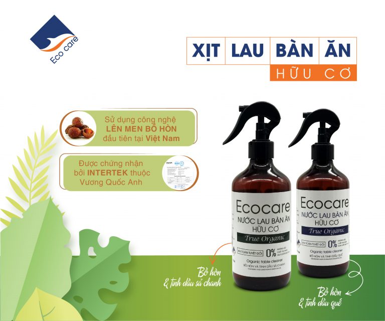 Xịt Lau Bàn Ăn từ Bồ Hòn Hữu Cơ ECOCARE - Chai 4000ml - Diệt khẩn, khử mùi, hiệu quả mọi bề mặt