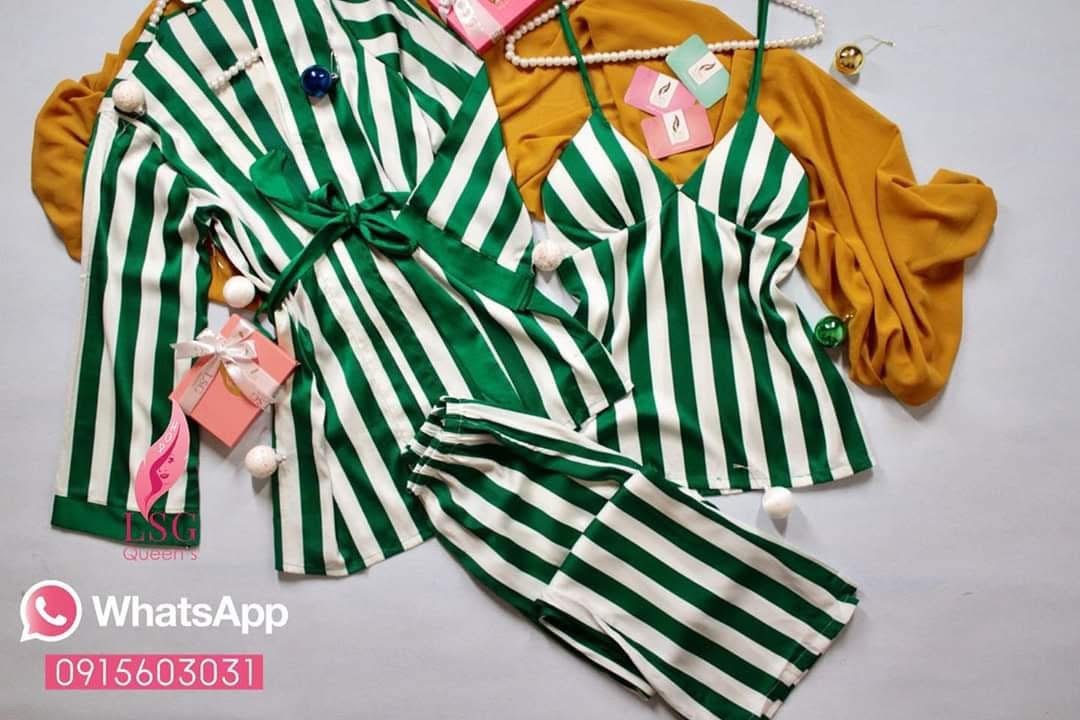 Combo 4 Món Đồ Ngủ Kèm Choàng B909 Lụa Quảng Châu Xinh Xắn