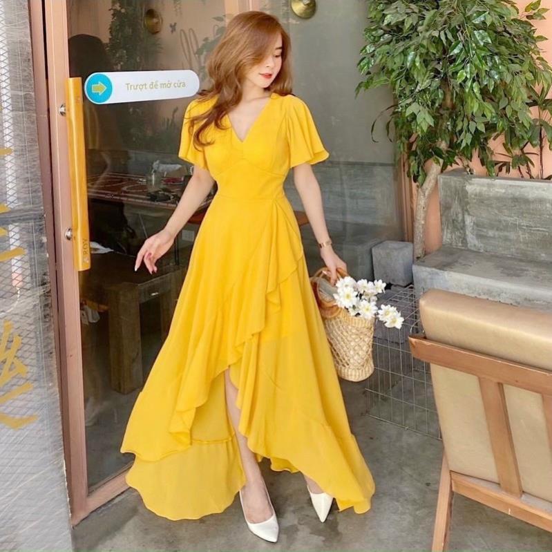 X2 Đầm váy maxi tùng bèo 2 màu tasa