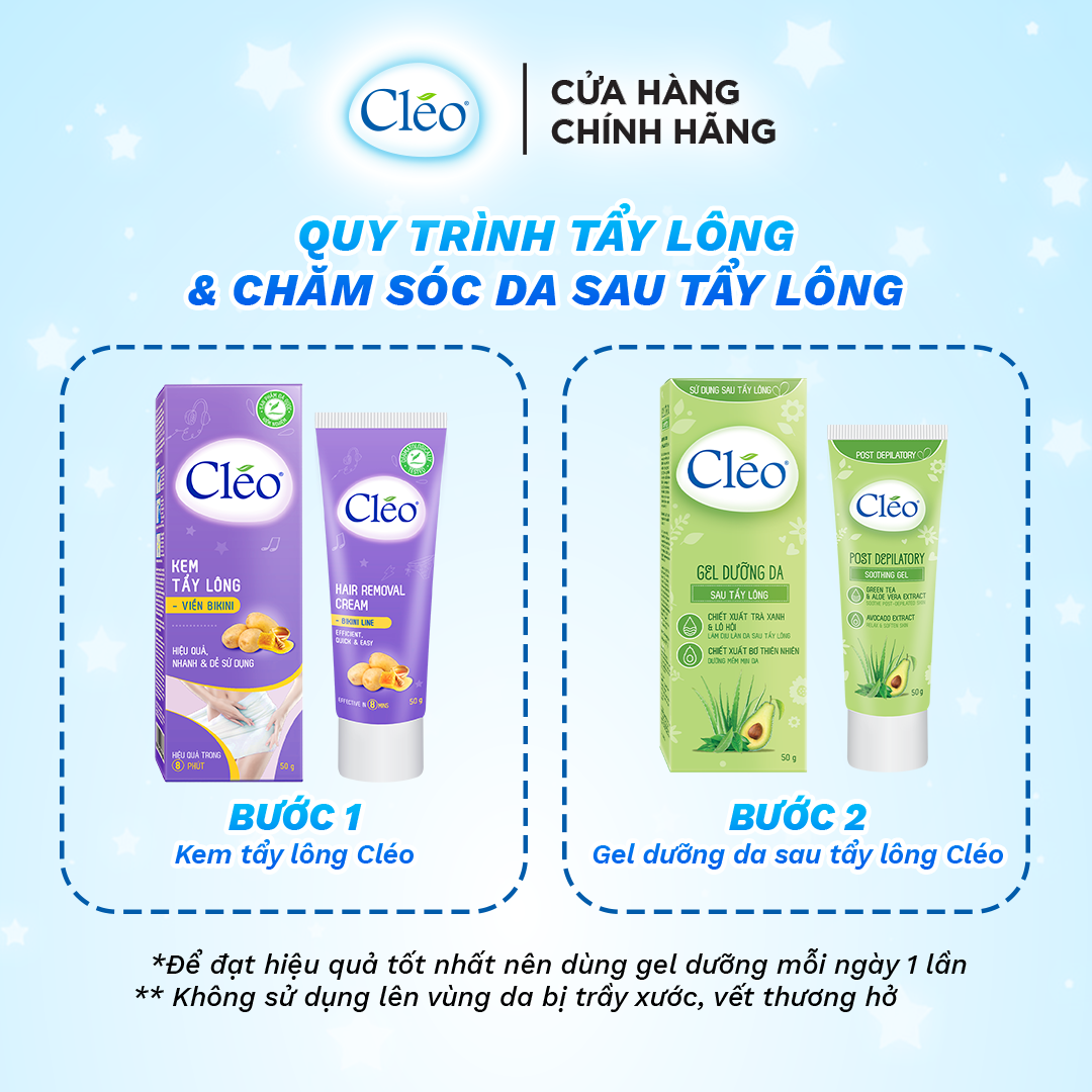 Kem Tẩy Lông Bikini Cléo 50g, an toàn hiệu quả trong 8 phút, không đau rát