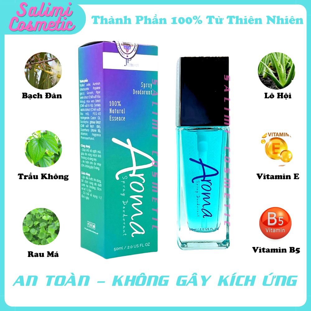 Xịt Khử Mùi Vùng Da Dưới Cánh Tay AROMA - Đánh Tan Hôi Nách, Thâm Nách, Ra Mồ Hôi Nách - Thành Phần Từ Thiên Nhiên - 50 ml