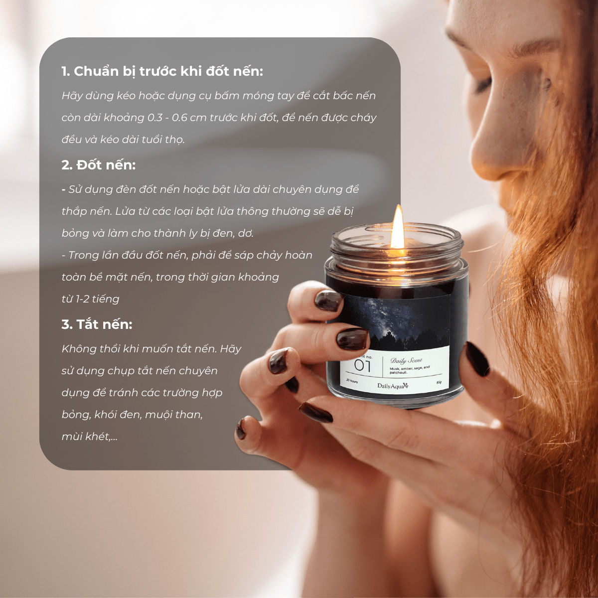 Nến Thơm Phòng Cao Cấp Daily Aqua Khử Mùi, Tạo Hương Thơm Thư Giãn - Scented Candle