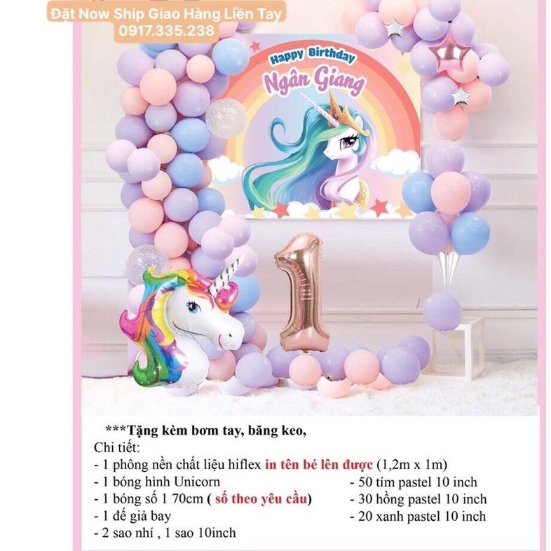 Bóng ngựa Pony Backdrop Thiết Kế Tên Theo Yêu Cầu Có Thể Đổi Màu Ngựa Theo yêu thích Tặng Bơm Và keo