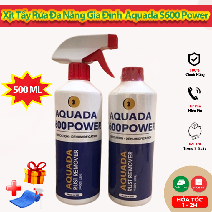 [ Tặng Khăn] Chai Xịt Tẩy Rửa Nhà Bếp, Gia Đình Aquada S600 Power 500ml - Tẩy Mọi Bề Mặt, Vật Dụng Nhà Bếp, Đồ Gia Dụng