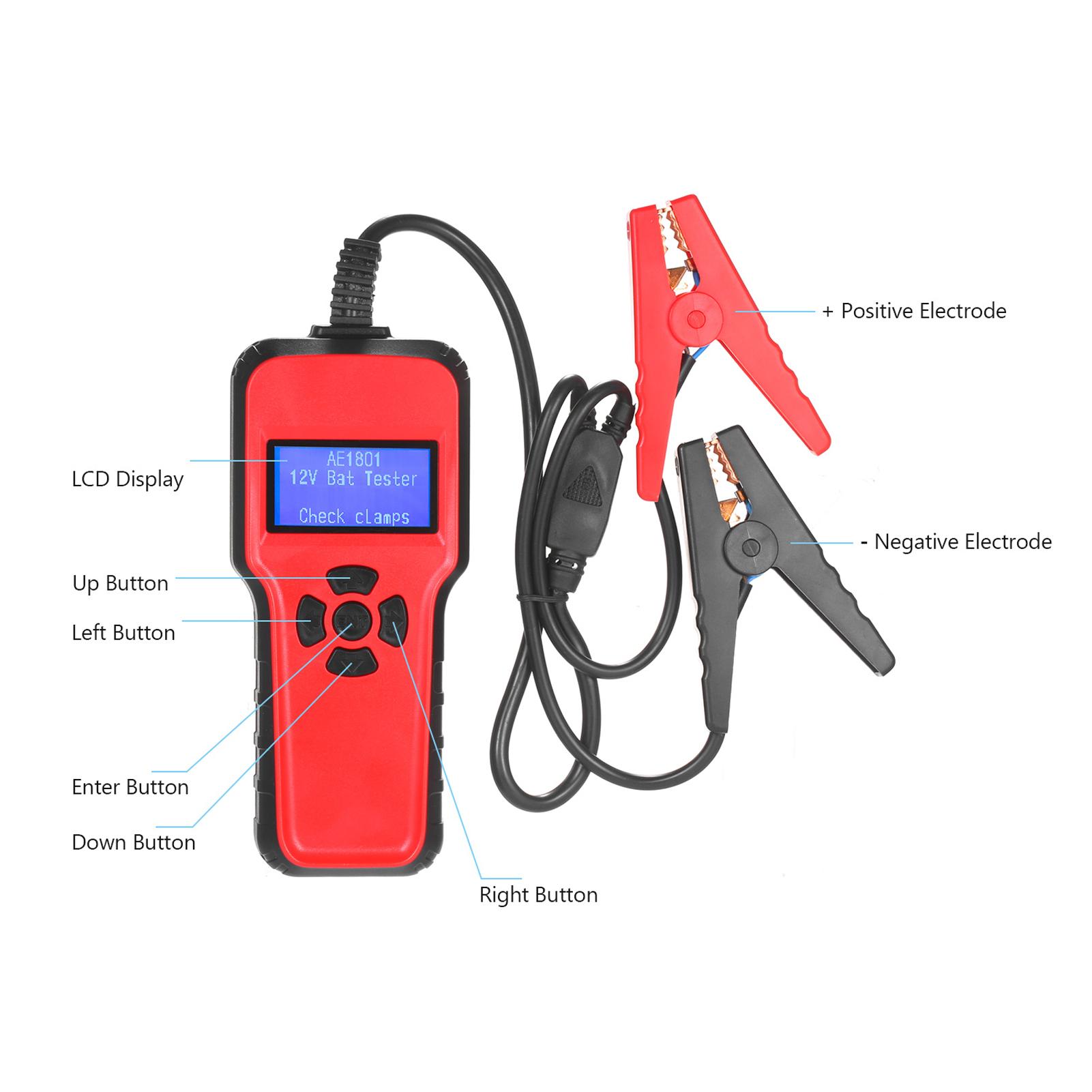 AE1801 Digital 12 V Battery Analyzer Car Battery Tester Battery Capacity Voltage Testing Device Voltage Resistance CCA Value Battery Condition Analyzing