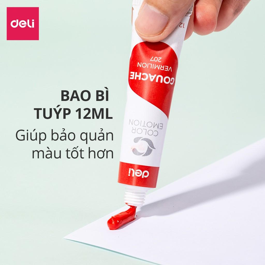 Màu bột Gouache dạng tuýp 12ml Deli - 5/12/24 màu - 1 hộp - EC11 . - 12 Màu