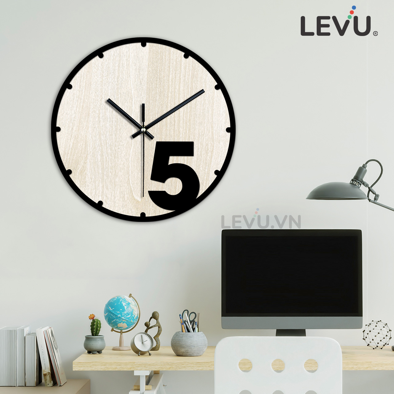 Đồng Hồ Treo Tường gỗ trang trí LEVU DH03 Handmade cao cấp