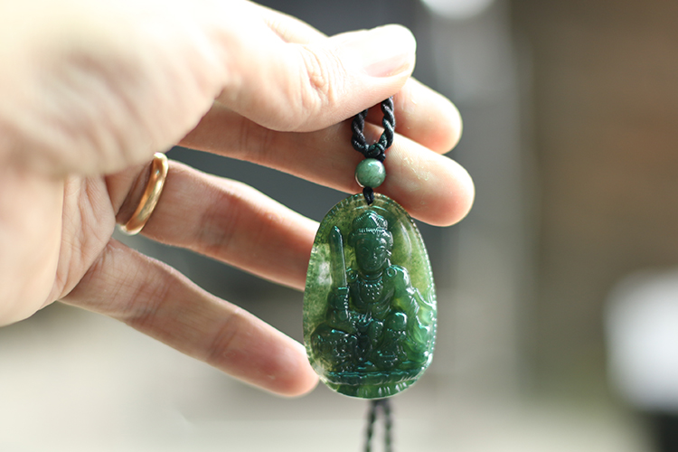 Mặt Dây Chuyền Văn Thù Bồ Tát Đá Chalcedony Ngọc Quý Gemstones MD11