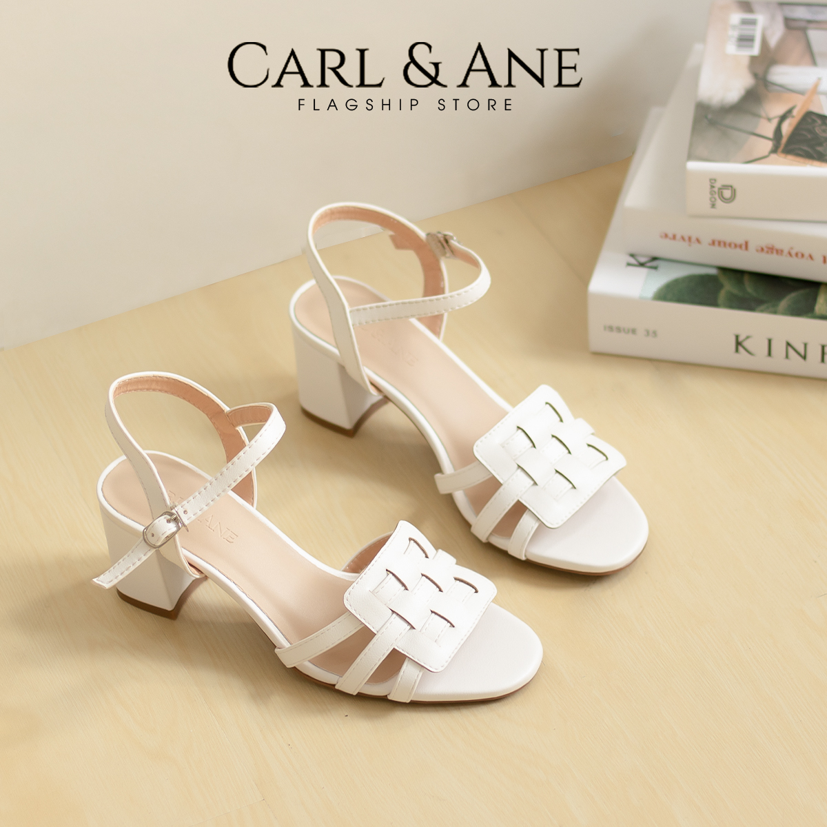 Erosska - Giày sandal cao gót mũi hở phối quai đan cao 5cm _ CS013