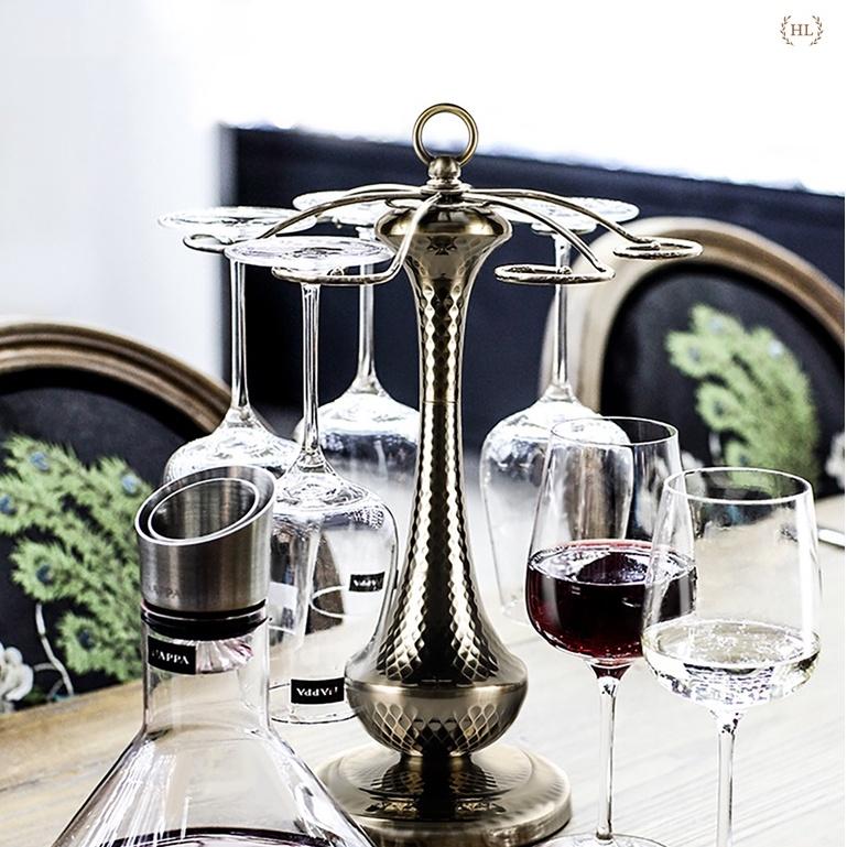 Giá treo ly rượu vang | TREO LY VANG 2022 DECOR CHẤT LIỆU HỢP KIM ĐỒNG HỒNG CAO CẤP H19 - H44