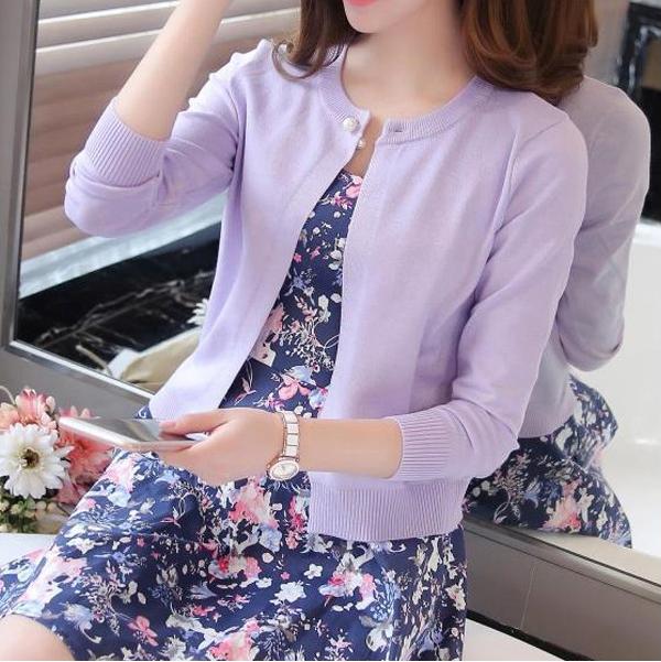 Áo len Cardigan cổ đính cúc ngọc chai kiểu dáng Hàn Quốc AO36