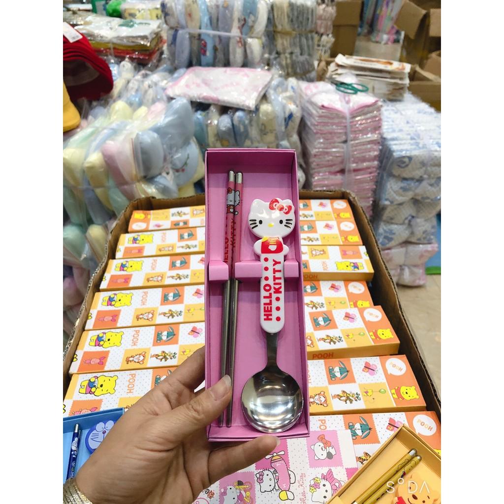 Set thìa đũa inox ăn dặm hoạt hình cho bé