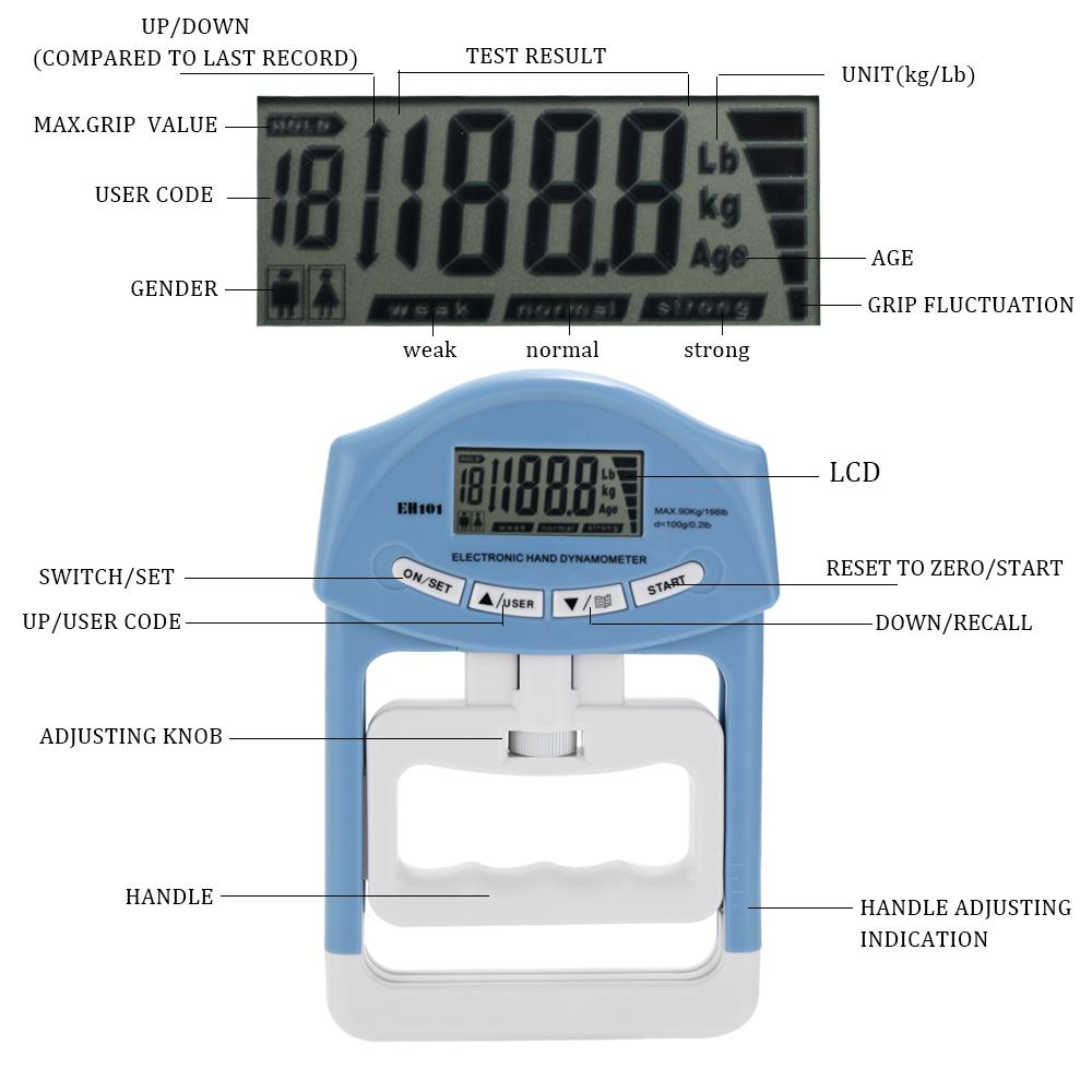Digital LCD Electronic Dynamometer Hand Grip Power Measurement Tool Body Building Gym Exercises Mucle Gripper Strength